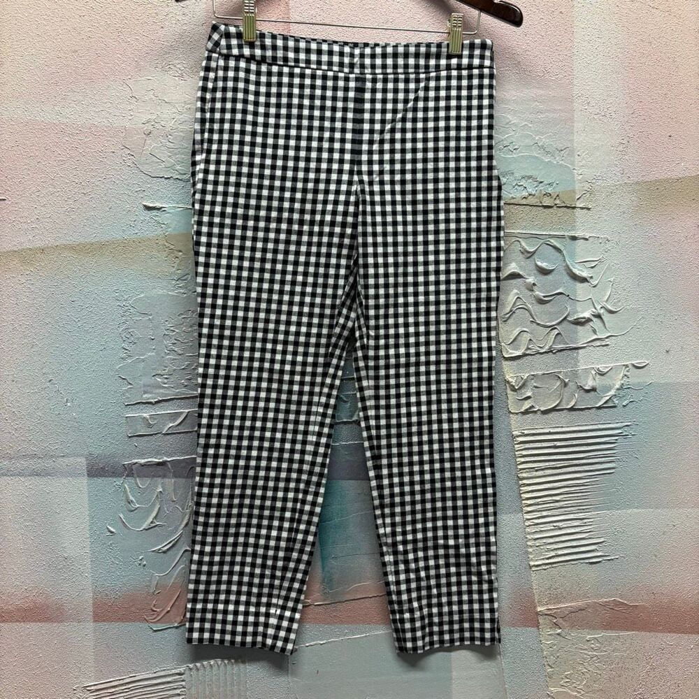 Talbots 2P Chatham Ankle Pants Black White Gingham Retro Chic Business Preppy
